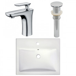 American Imaginations AI-26592 20.75-in. W Semi-Recessed White Vessel Set For 1 Hole Center Faucet - Faucet Included