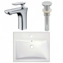 American Imaginations AI-26592 20.75-in. W Semi-Recessed White Vessel Set For 1 Hole Center Faucet - Faucet Included