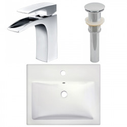 American Imaginations AI-26593 20.75-in. W Semi-Recessed White Vessel Set For 1 Hole Center Faucet - Faucet Included