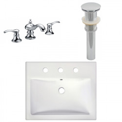 American Imaginations AI-26596 20.75-in. W Semi-Recessed White Vessel Set For 3H8-in. Center Faucet - Faucet Included