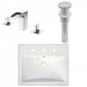 American Imaginations AI-26598 20.75-in. W Semi-Recessed White Vessel Set For 3H8-in. Center Faucet - Faucet Included