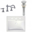 American Imaginations AI-26599 20.75-in. W Semi-Recessed White Vessel Set For 3H8-in. Center Faucet - Faucet Included