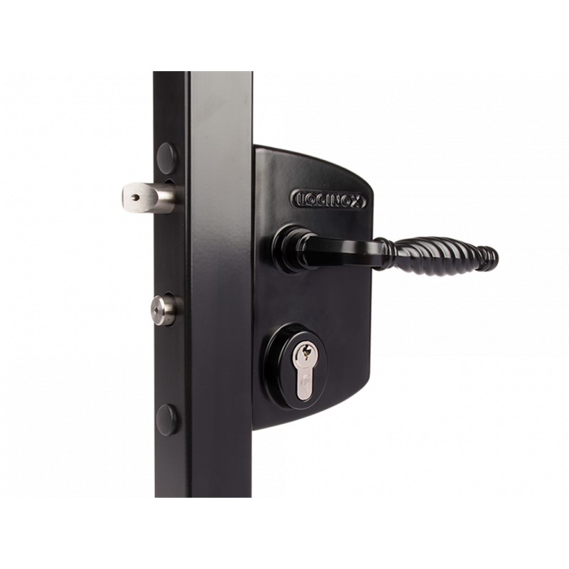 Locinox LAKQU2 Surface Mounted Gate Lock, 3006M - Alum Handle Pair, VSZ - Keyed to Differ