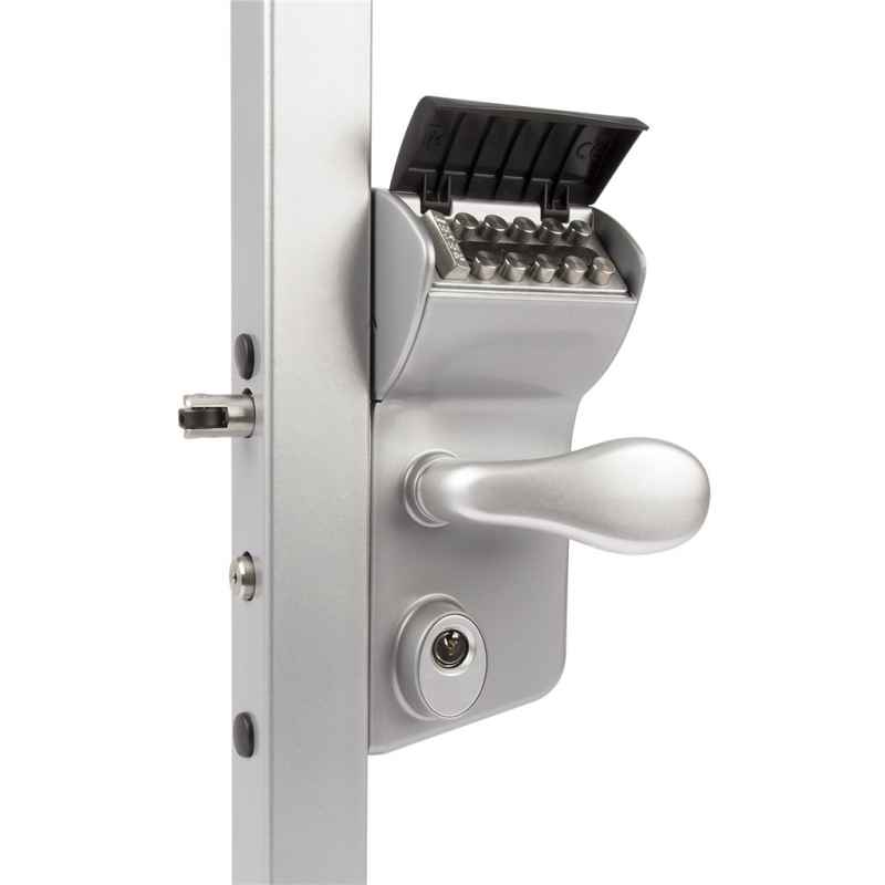 Locinox LMKQV2 Vinci, Surface Mounted Mechanical Code Lock, 3006C - Alum Handle Pair, VSZ - Keyed to Differ