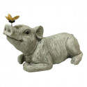 Design House 5.8" Laying Pig, Concrete