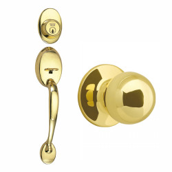Design House Coventry Handleset Ball, Polished Brass Finish