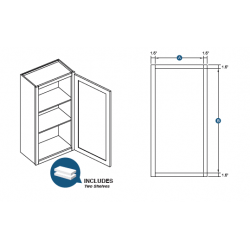 KCD Lenox Single Door Wall Cabinet w/ Lenox Canvas Finish