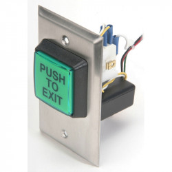 Camden CM-30EE Square Illuminated Push / Exit Switch, 2" Green 'Push to Exit' button w/ 30 Second Timer