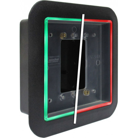 Camden CM-55i Double Gang/Square Mounting Box, Flame/impact Resistant Black Polymer (ABS), (Illuminated Red/green/blue)
