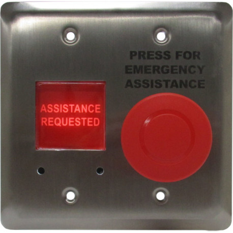Camden CM-AF540SO Stainless Steel Faceplate, Emergency Call System Component, Push/Pull Mushroom Push Button, Red