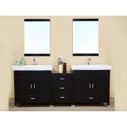 Bellaterra 203107 80.7 In Double Sink Vanity-Wood-Black - 80.7x18.9x33.5"