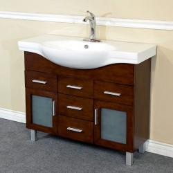 Bellaterra 203139B 39.8 In Single Sink Vanity-Wood-Walnut-4 Drawers - 39.8x18.5x34.8"