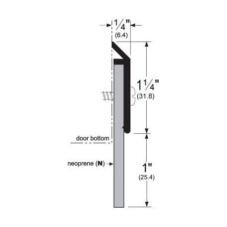 Pemko 315110BE-N-72 Surface Plate Door Bottom Sweep w/ 1" Neoprene Insert