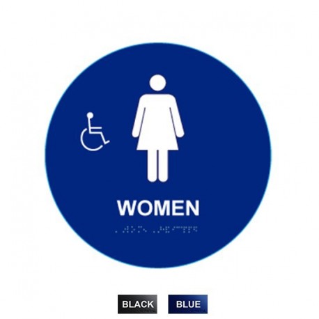 Cal-Royal WHS5A WHS5A Blue Women Sign Raised and Braille and Handicap Logo 12" Circle