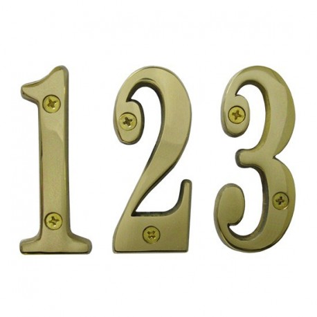 Cal-Royal SBN2 Solid Brass Numbers 0-9 2", Finish-Bright Brass
