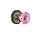 Nostalgic ROPCRP 10 NK AB 238 ROPCRP Rope Rosette w/ Crystal Pink Glass Door Knob