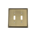 Nostalgic ROPSWPLTT2 AB (719747) Rope Switch Plate w/ Double Toggle