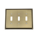 Nostalgic ROPSWPLTT3 BC (719892) Rope Switch Plate w/ Triple Toggle
