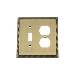 Nostalgic Warehouse Rope Switch Plate w/ Toggle & Outlet