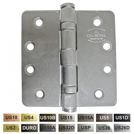 Cal-Royal BBRC45 BBRC45 US15A Full Mortise Standard Weight Two Ball Bearing Hinge, 4" x 4"