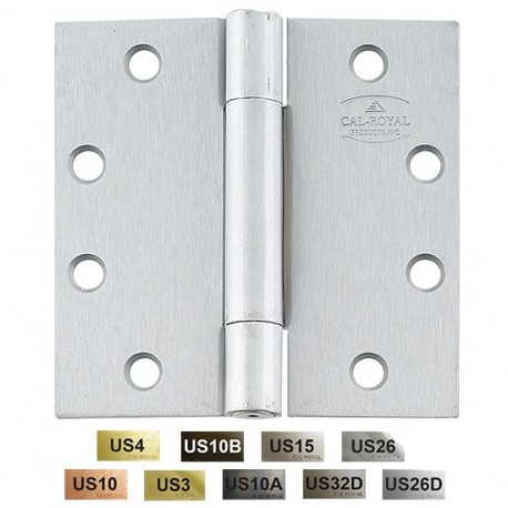 Cal-Royal BB2200 BB2200 US10A Full Mortise Standard Weight Concealed Ball Bearing Hinge, 4 1/2" x 4 1/2"