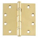 Cal-Royal LIFSBBH45 US3 Full Mortise Two Ball Bearings Life Time Finish 4 1/2" x 4 1/2", .134" Gauge in Bright Brass