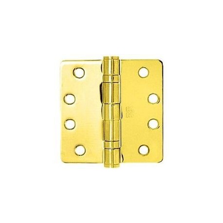 Cal-Royal LIFSBBH44 US3 Full Mortise Two Ball Bearings Life Time Finish 4" x 4", .130" Gauge in Bright Brass