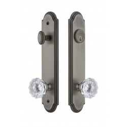 Grandeur Hardware Arc Tall Plate Complete Entry Set w/ Fontainebleau Knob