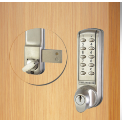 Codelocks CL2000 Series Electronic Door Lock Knob, For Door Thickness-1-3/8" - 2-3/8", Finish-Brushed Steel
