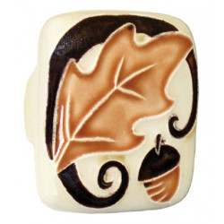 Acorn PS3 Ceramic Knob Lg Sq Brown Leaf w / Acorn
