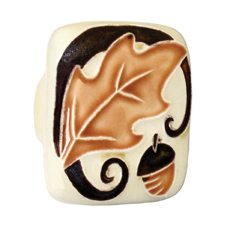 Acorn PS3 Ceramic Knob Lg Sq Brown Leaf w / Acorn