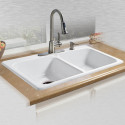 Ceco 725 Self Rimming Double Bowl Kitchen Sink, 33"x22"x7.5"