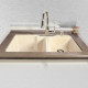 Ceco 735 Offset Tile Edge Kitchen Sink 33"x22"x10", Extra Deep-High-Low Double Bowl