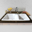  736-22 Offset Self Rimming Kitchen Sink, 36"x22"x10", Extra Deep-High-Low Double Bowl