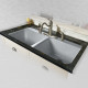 Ceco 744 Tile Edge Kitchen Sink 43"x22"x10", Double Bowl
