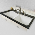 Ceco 744 Tile Edge Kitchen Sink, 43"x22"x10", Double Bowl