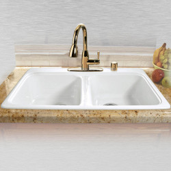 Ceco 745 Self Rimming Kitchen Sink, 33"x22"x9.75", Double Bowl