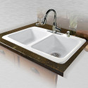 Ceco 747 Self Rimming Kitchen Sink, 33"x22"x9", Double Bowl