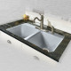 Ceco 748 Tile Edge Kitchen Sink 33"x22"x9", 5 Faucet Holes Double Bowl