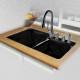 Ceco 768 Tile Edge Kitchen Sink 33"x22"x10.75", Offset Double Bowl