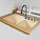 Ceco 768 Tile Edge Kitchen Sink 33"x22"x10.75", Offset Double Bowl