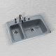 Ceco 777 Kitchen Sink, 33"x22"x9", Self Rimming, High-Low Double Bowl