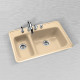 Ceco 777 Kitchen Sink, 33"x22"x9", Self Rimming, High-Low Double Bowl