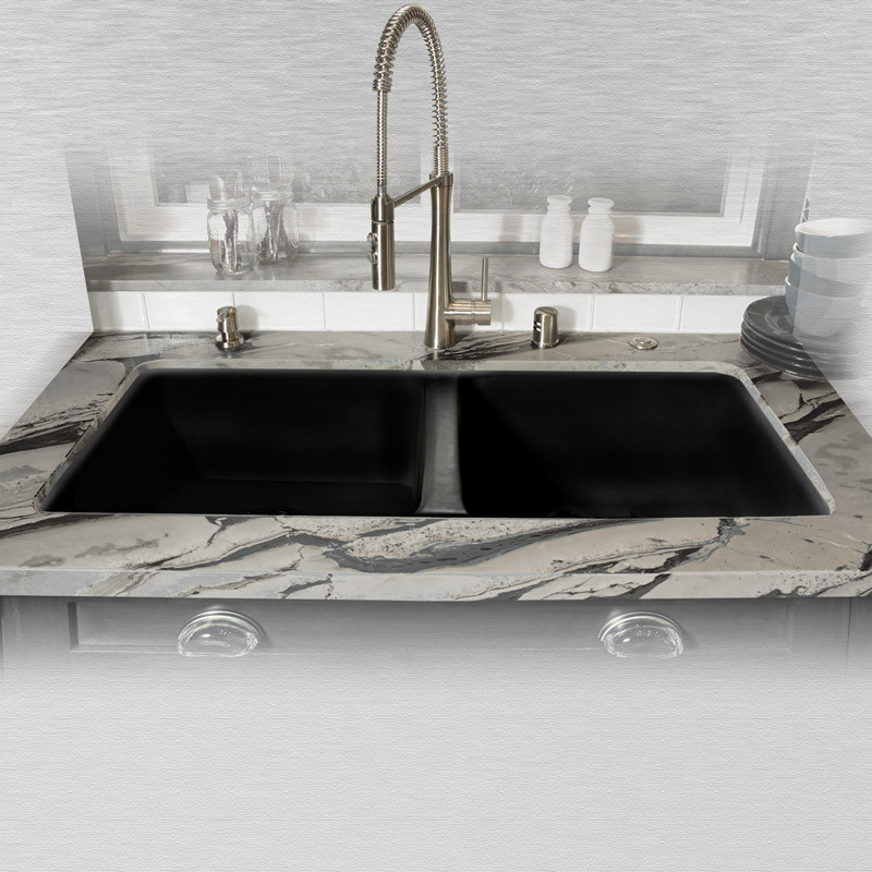 Ceco 744UM Double Bowl Kitchen Sink, Undermount 43"x19.5"x10"