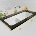  744-UM-LD22 Low Dam Double Bowl Undermount Kitchen Sink, 44"x19.5"x10"