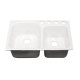 Ceco 768-UM-4 Offset Double Bowl Undermount Kitchen Sink, 33"x22"x10.75"