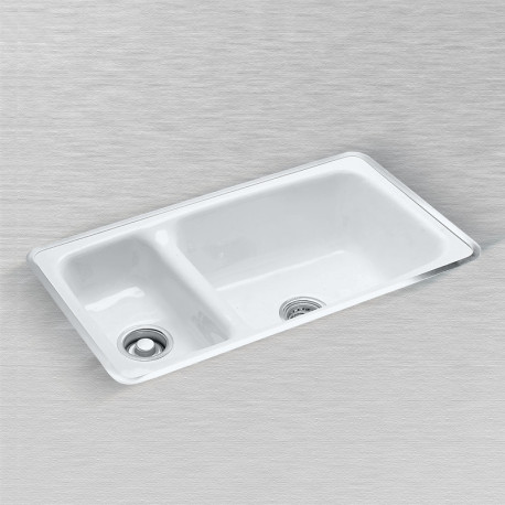 Ceco 732 High Low Double Bowl Kitchen Sink 32 X18 X9 3 1 2 Drain