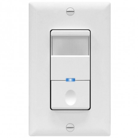 Topgreener TDOS5-J-W, In-Wall PIR Occupancy/Vacancy Motion Sensor Switch, No Neutral Wire Required - White