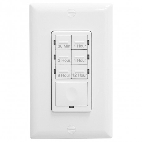 Topgreener HET06-12-W In-Wall Preset Countdown Timer Switch (30 Minutes-12 Hours) - White