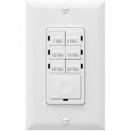 Topgreener HET06A-R-W In-Wall Preset Countdown Timer Switch (1 Minute-30 Minutes) - White